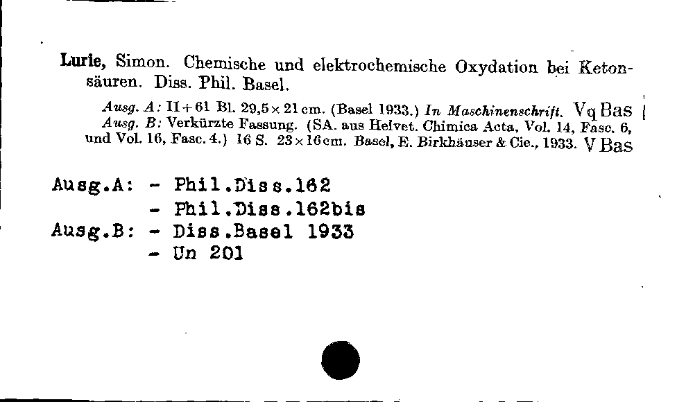 [Katalogkarte Dissertationenkatalog bis 1980]