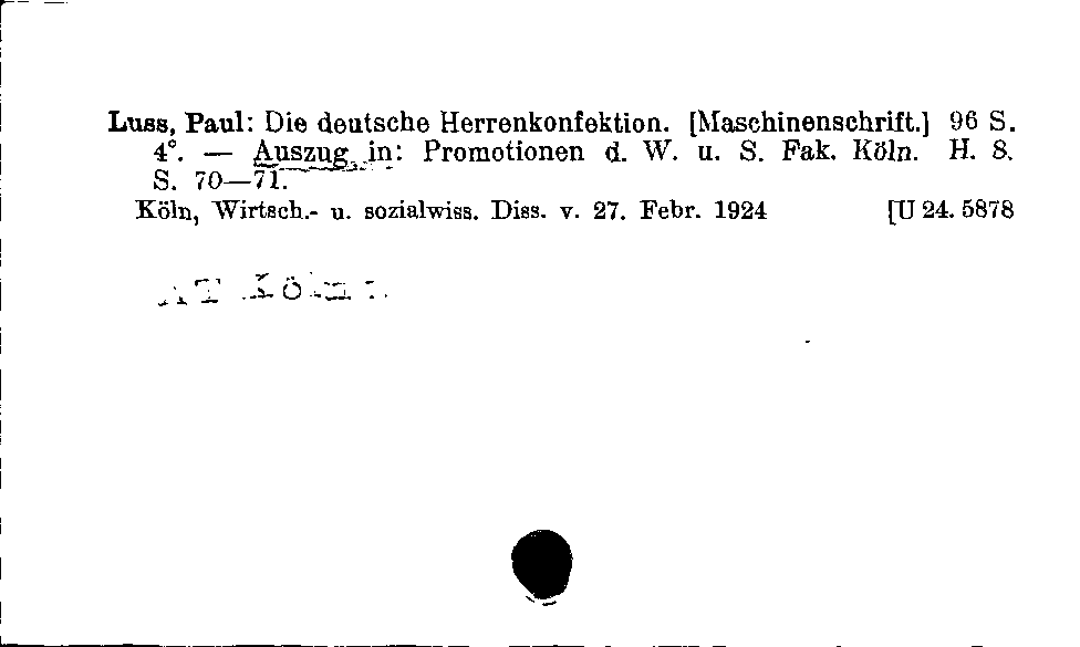 [Katalogkarte Dissertationenkatalog bis 1980]