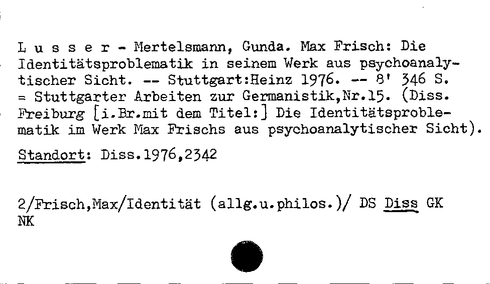 [Katalogkarte Dissertationenkatalog bis 1980]