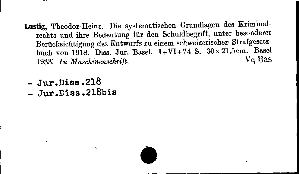 [Katalogkarte Dissertationenkatalog bis 1980]