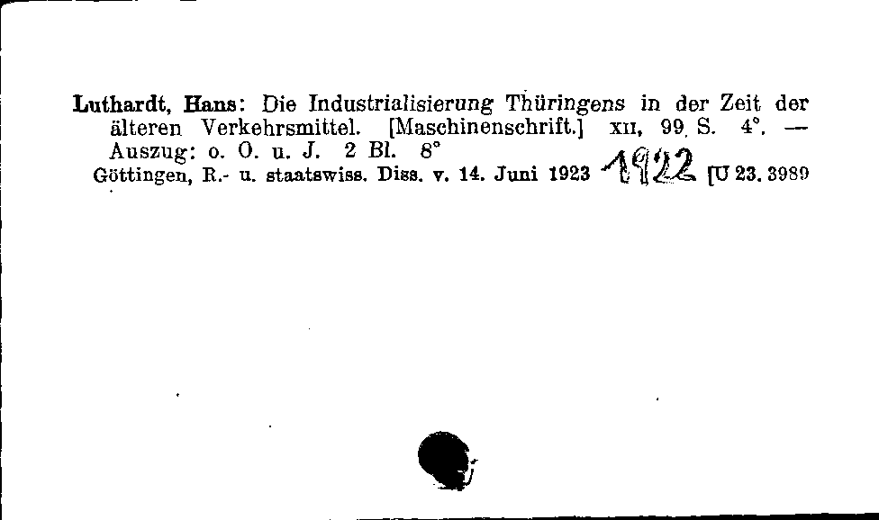 [Katalogkarte Dissertationenkatalog bis 1980]