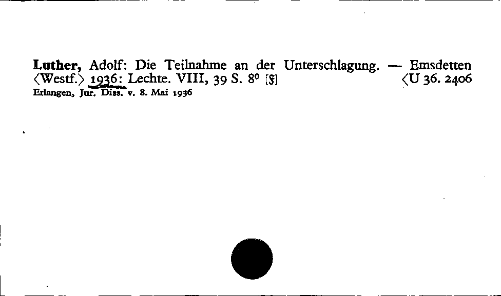 [Katalogkarte Dissertationenkatalog bis 1980]