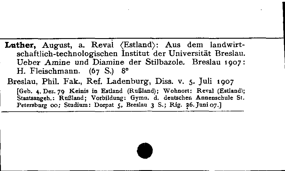 [Katalogkarte Dissertationenkatalog bis 1980]