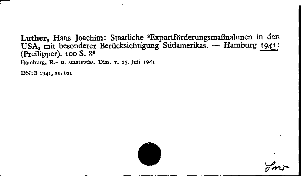 [Katalogkarte Dissertationenkatalog bis 1980]