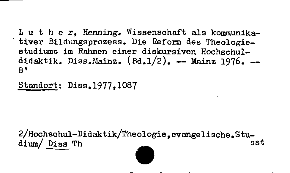 [Katalogkarte Dissertationenkatalog bis 1980]