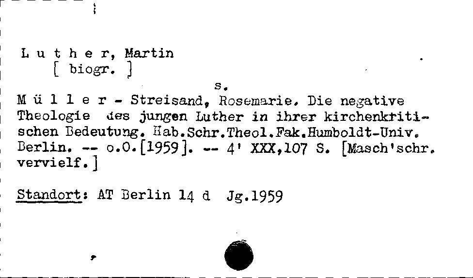 [Katalogkarte Dissertationenkatalog bis 1980]