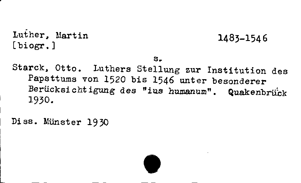 [Katalogkarte Dissertationenkatalog bis 1980]