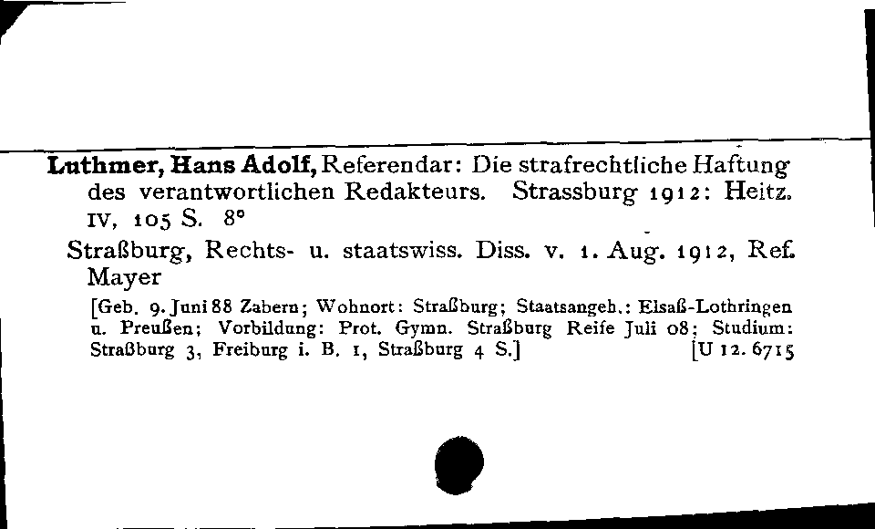 [Katalogkarte Dissertationenkatalog bis 1980]