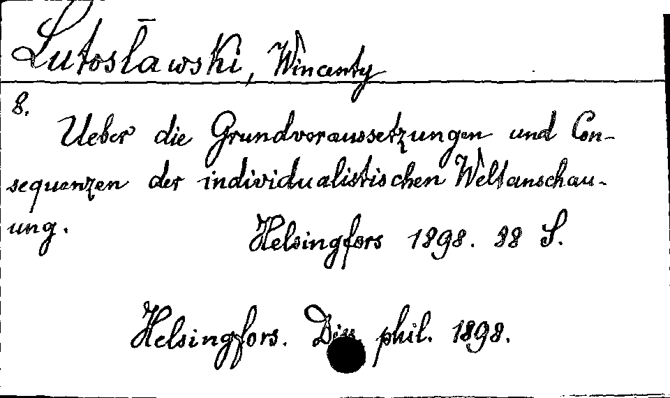 [Katalogkarte Dissertationenkatalog bis 1980]