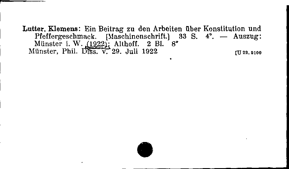 [Katalogkarte Dissertationenkatalog bis 1980]