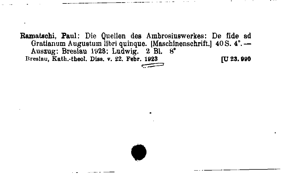 [Katalogkarte Dissertationenkatalog bis 1980]