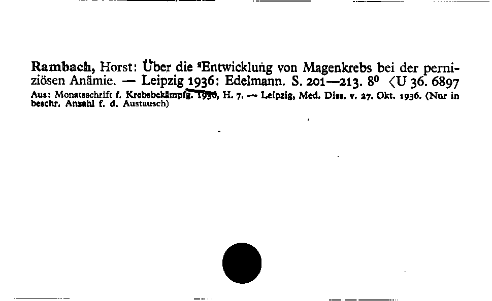 [Katalogkarte Dissertationenkatalog bis 1980]