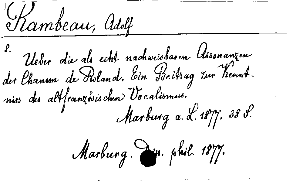 [Katalogkarte Dissertationenkatalog bis 1980]