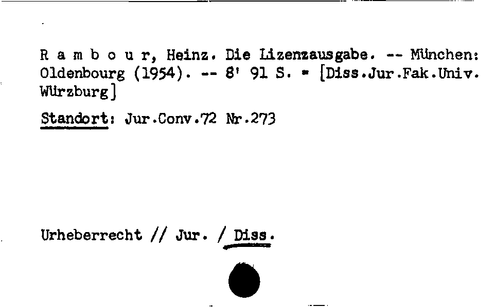 [Katalogkarte Dissertationenkatalog bis 1980]
