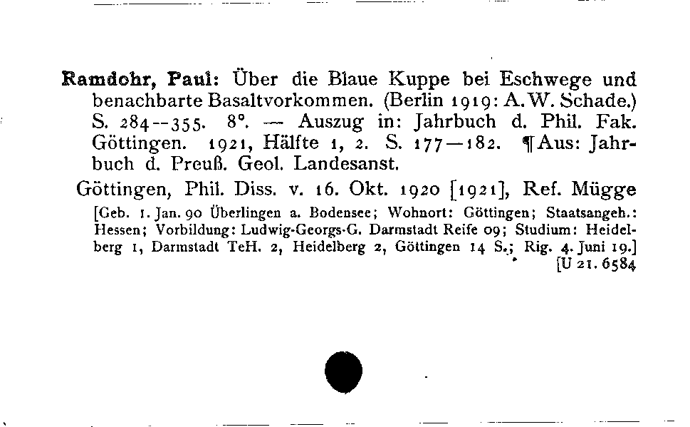[Katalogkarte Dissertationenkatalog bis 1980]