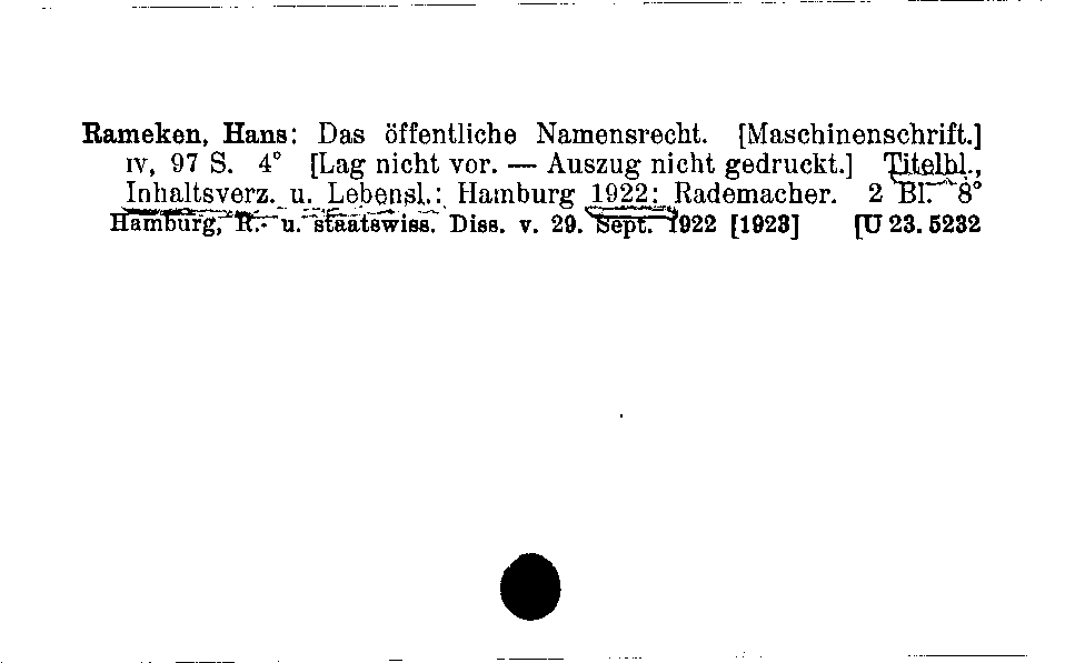 [Katalogkarte Dissertationenkatalog bis 1980]