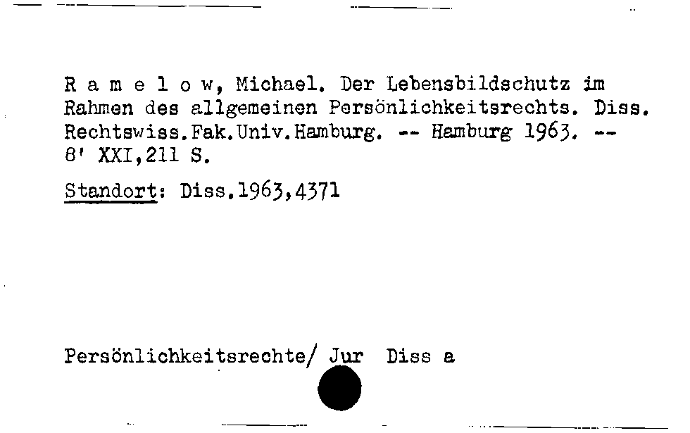[Katalogkarte Dissertationenkatalog bis 1980]