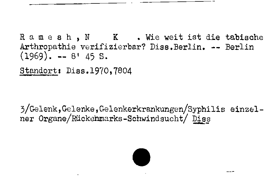 [Katalogkarte Dissertationenkatalog bis 1980]