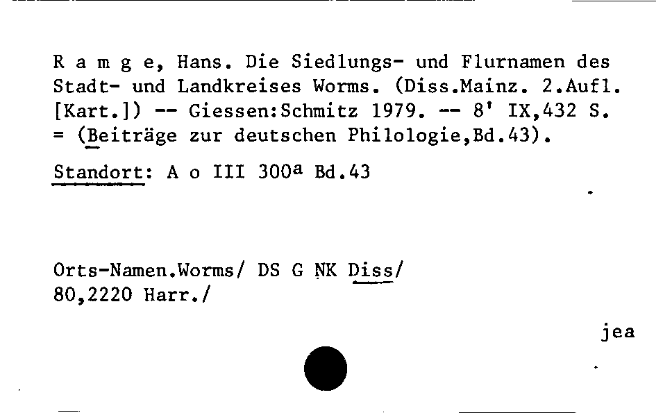 [Katalogkarte Dissertationenkatalog bis 1980]