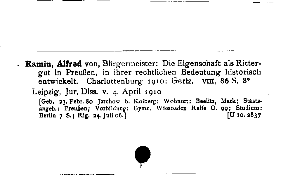 [Katalogkarte Dissertationenkatalog bis 1980]
