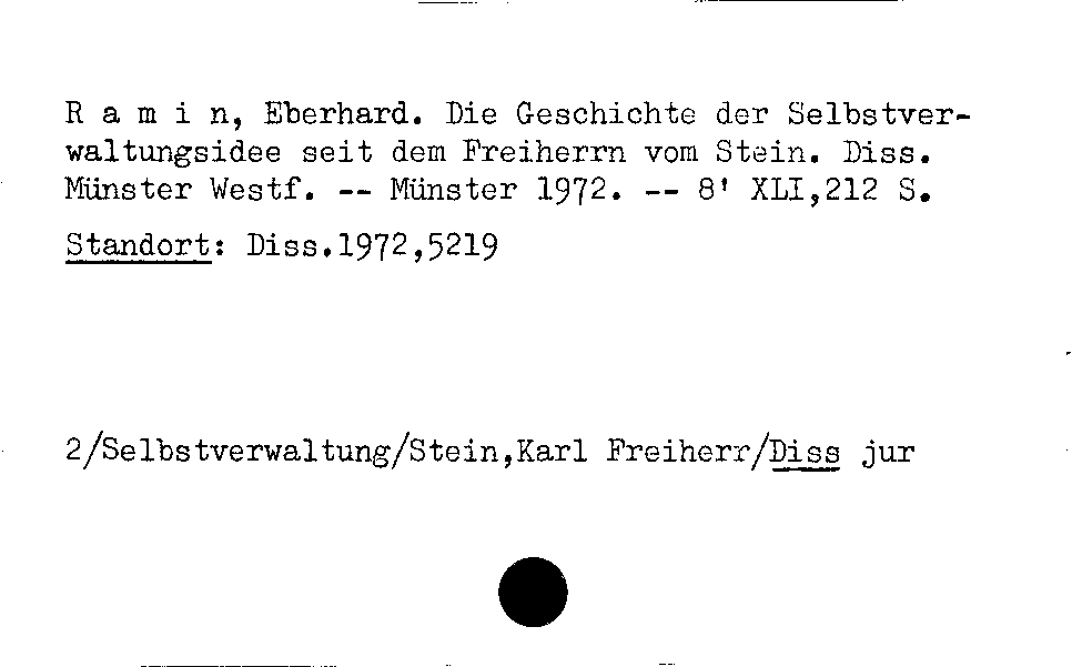 [Katalogkarte Dissertationenkatalog bis 1980]