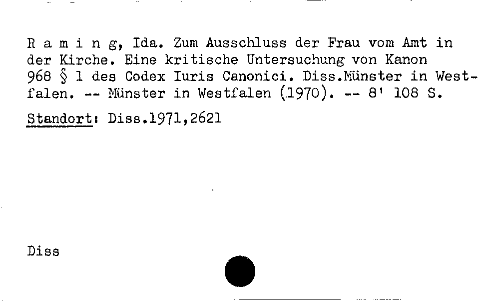 [Katalogkarte Dissertationenkatalog bis 1980]