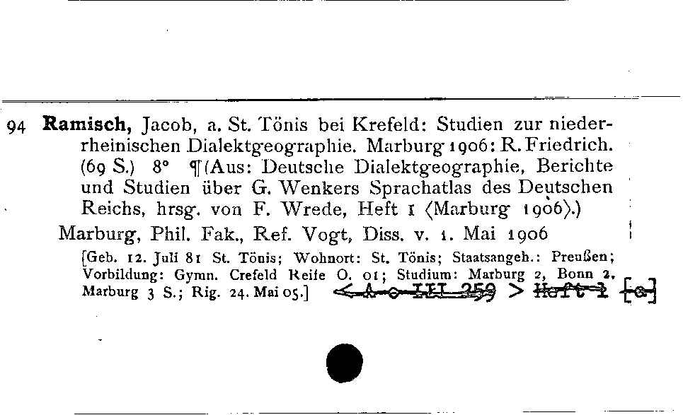 [Katalogkarte Dissertationenkatalog bis 1980]