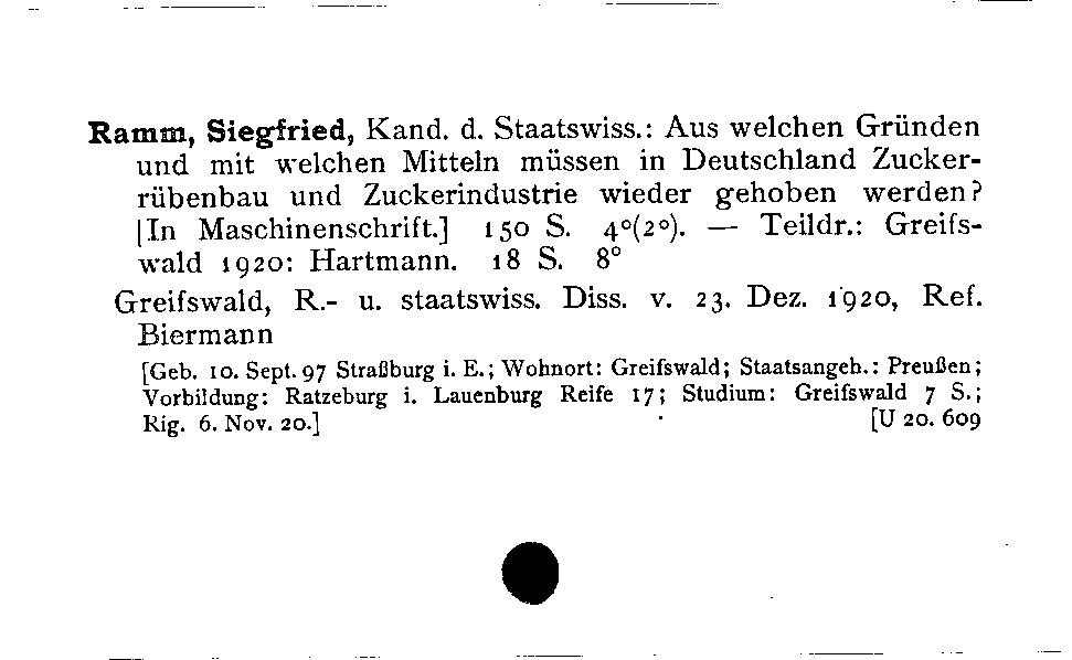 [Katalogkarte Dissertationenkatalog bis 1980]