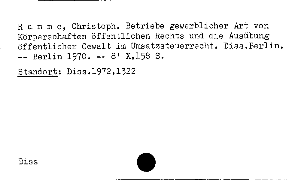 [Katalogkarte Dissertationenkatalog bis 1980]