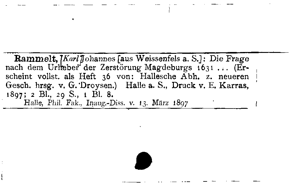 [Katalogkarte Dissertationenkatalog bis 1980]