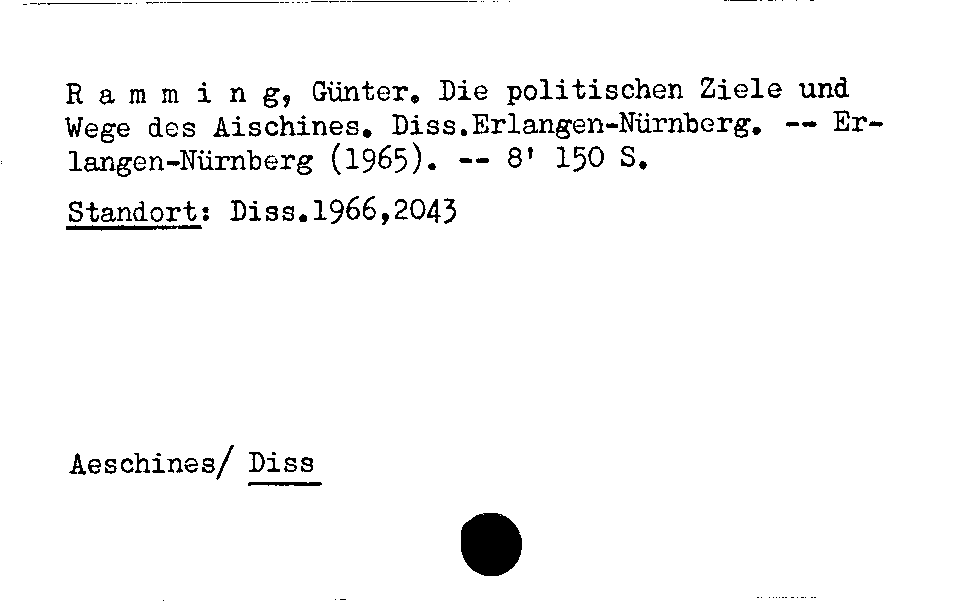 [Katalogkarte Dissertationenkatalog bis 1980]