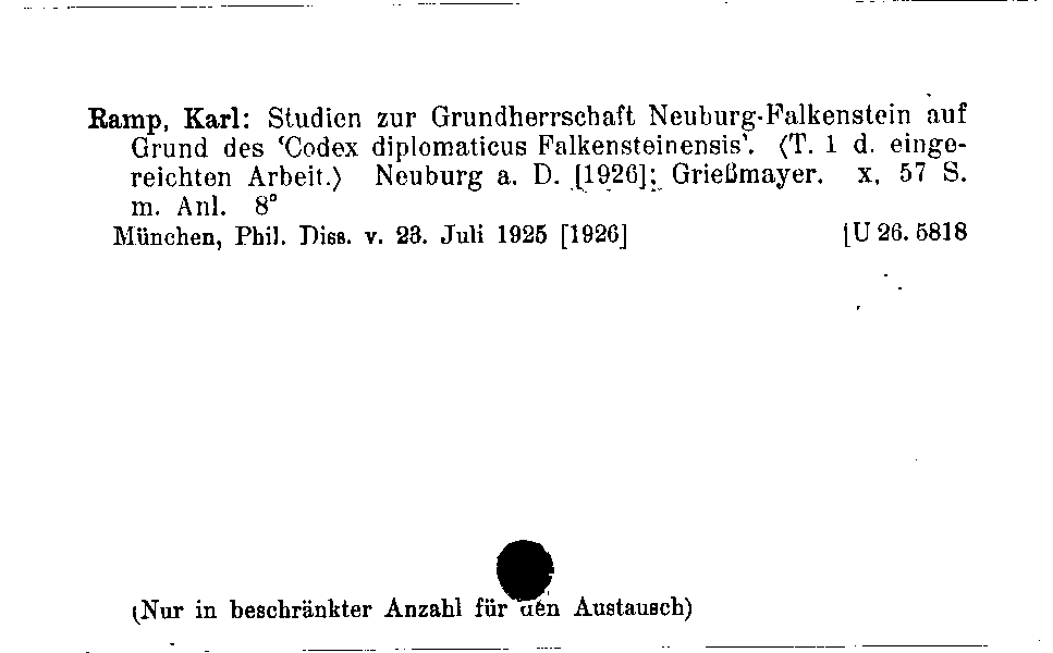 [Katalogkarte Dissertationenkatalog bis 1980]