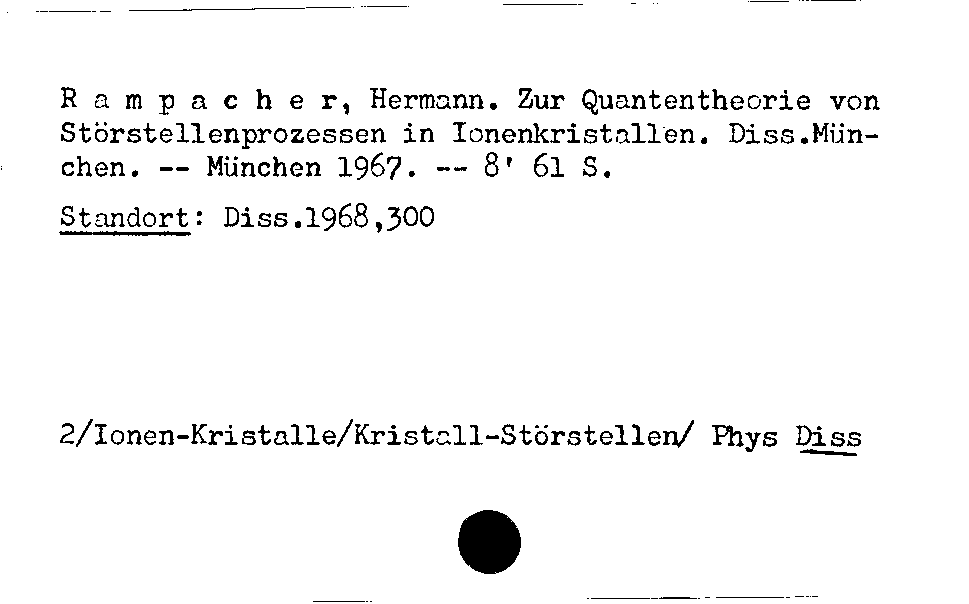 [Katalogkarte Dissertationenkatalog bis 1980]