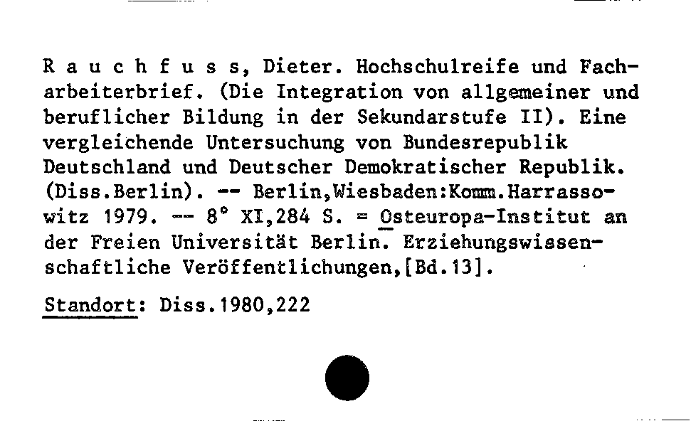 [Katalogkarte Dissertationenkatalog bis 1980]