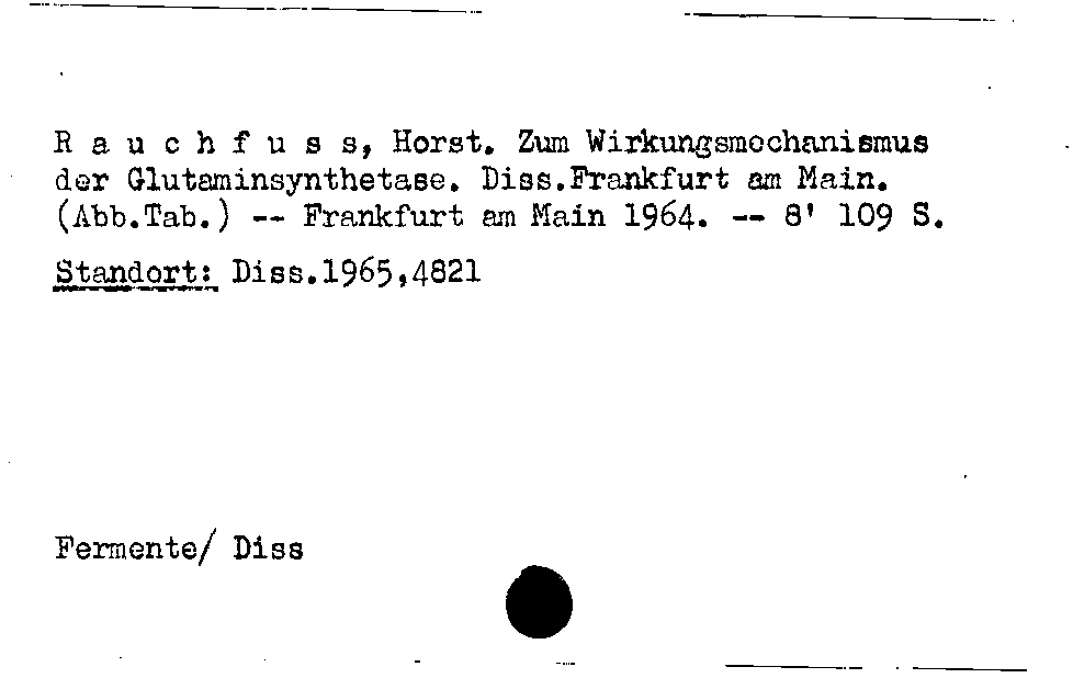 [Katalogkarte Dissertationenkatalog bis 1980]