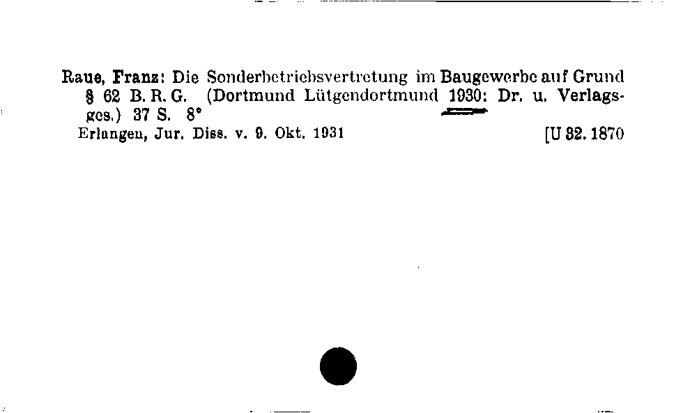 [Katalogkarte Dissertationenkatalog bis 1980]