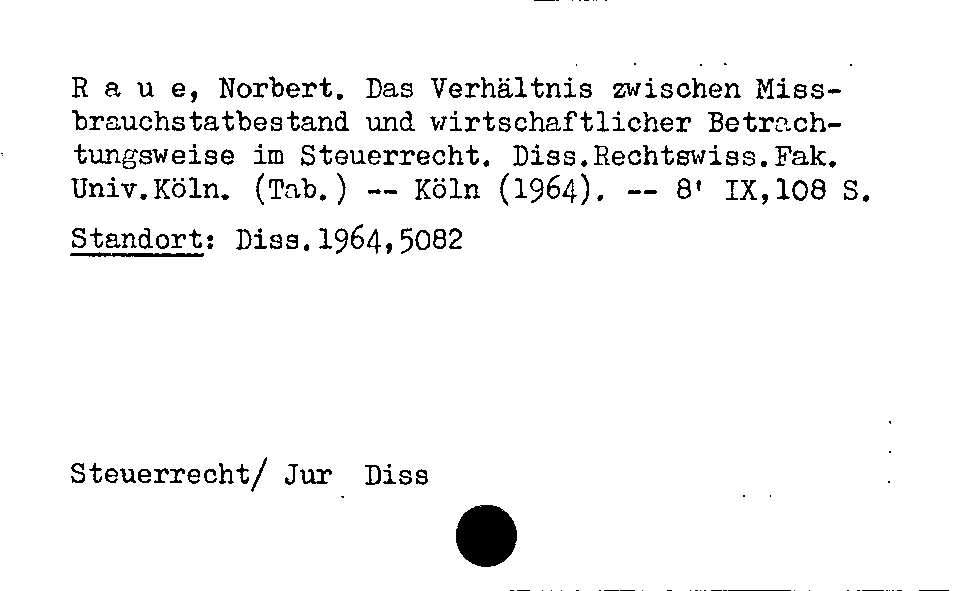 [Katalogkarte Dissertationenkatalog bis 1980]