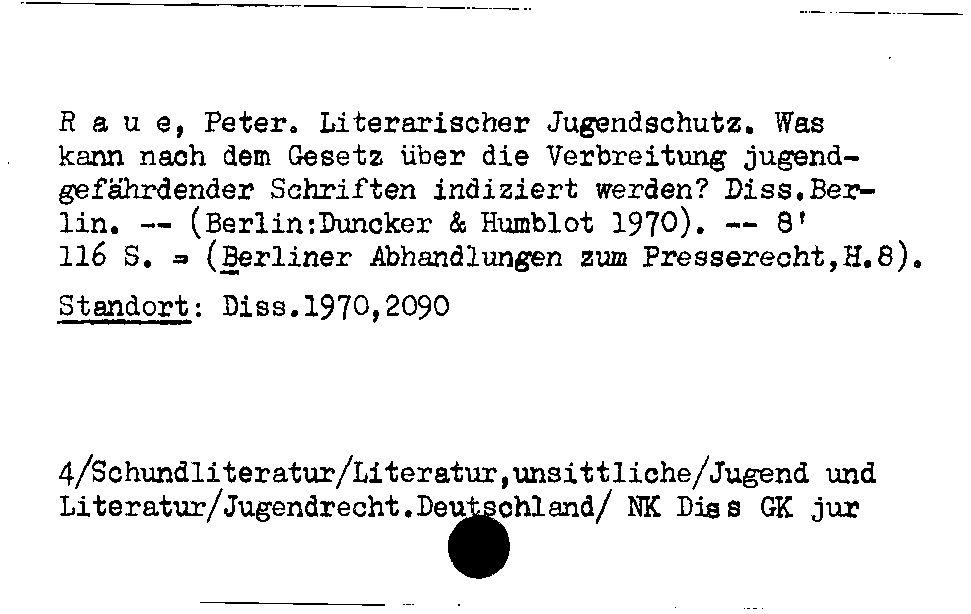 [Katalogkarte Dissertationenkatalog bis 1980]