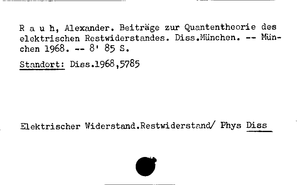 [Katalogkarte Dissertationenkatalog bis 1980]