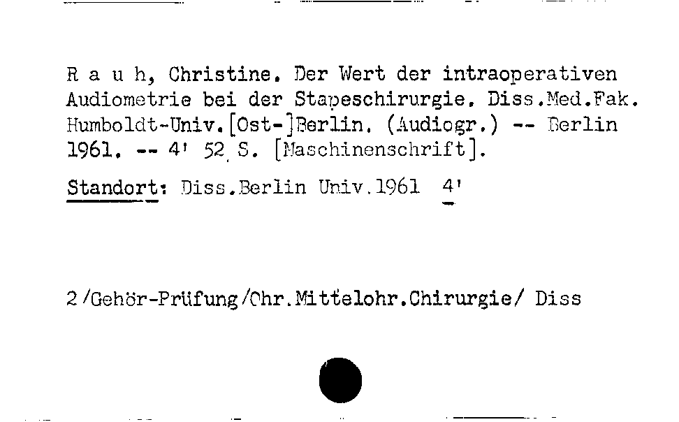 [Katalogkarte Dissertationenkatalog bis 1980]