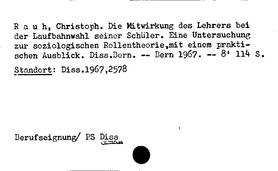 [Katalogkarte Dissertationenkatalog bis 1980]