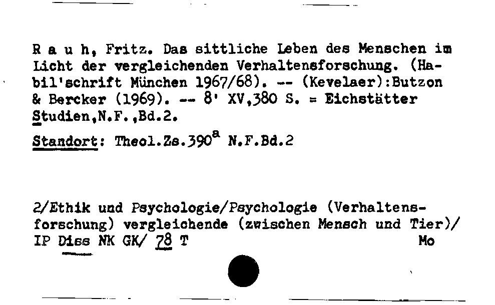 [Katalogkarte Dissertationenkatalog bis 1980]