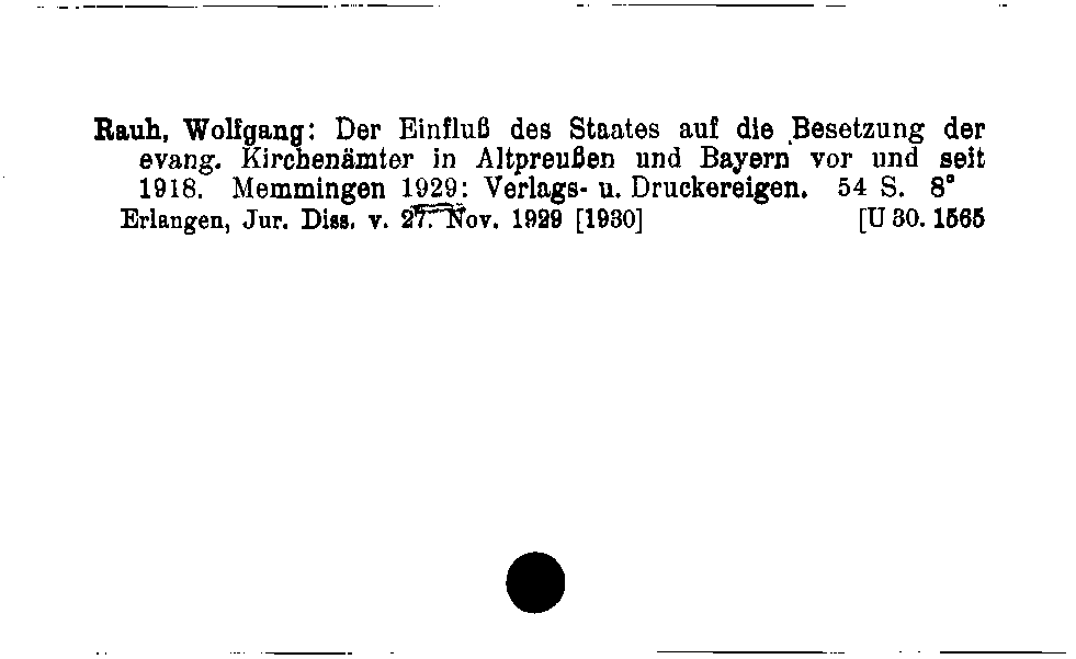 [Katalogkarte Dissertationenkatalog bis 1980]