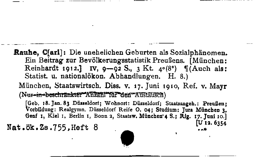 [Katalogkarte Dissertationenkatalog bis 1980]