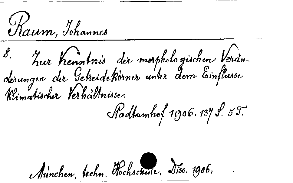 [Katalogkarte Dissertationenkatalog bis 1980]