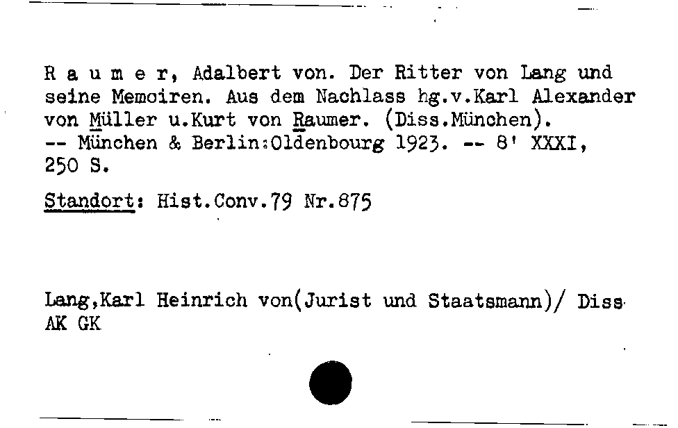 [Katalogkarte Dissertationenkatalog bis 1980]