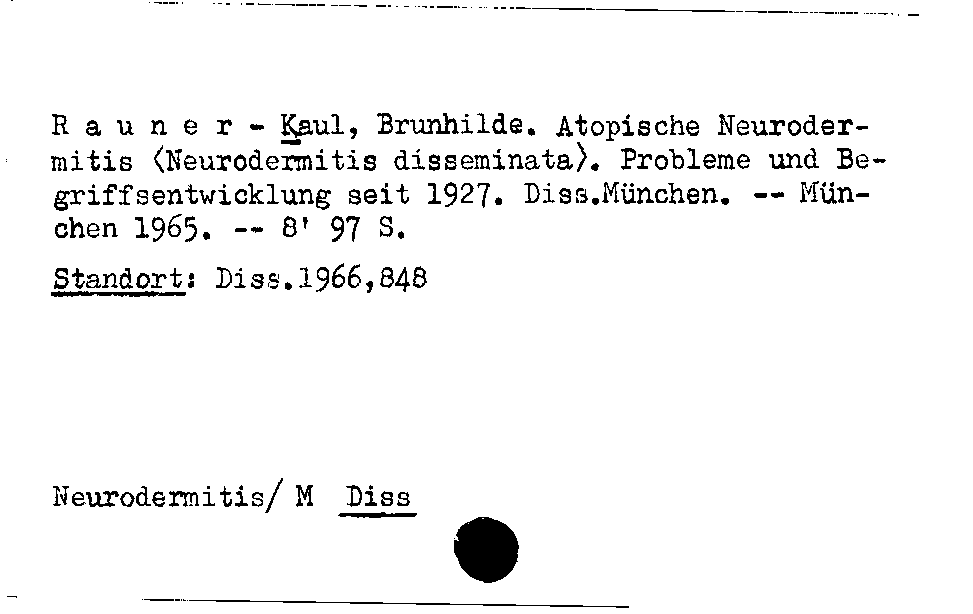 [Katalogkarte Dissertationenkatalog bis 1980]