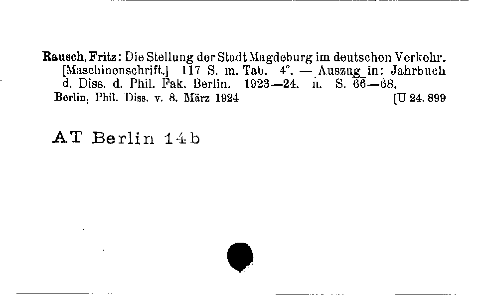 [Katalogkarte Dissertationenkatalog bis 1980]