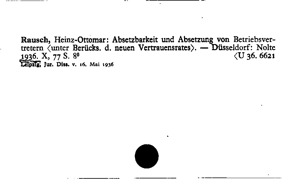 [Katalogkarte Dissertationenkatalog bis 1980]