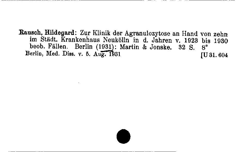 [Katalogkarte Dissertationenkatalog bis 1980]